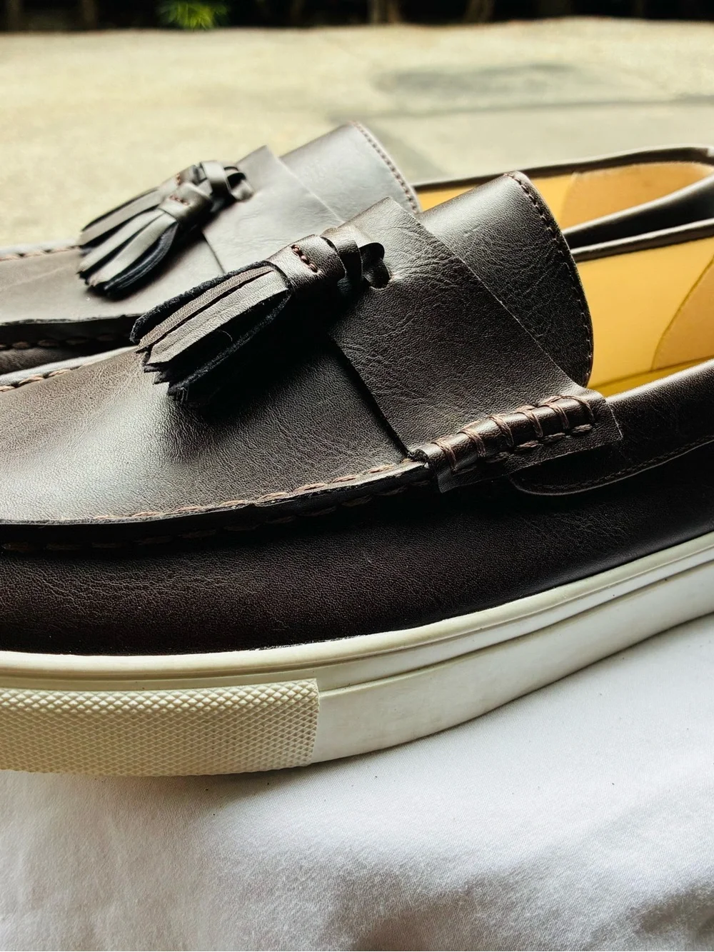 ASOS Dark Brown Faux Tassel Leather Loafers, Size 10